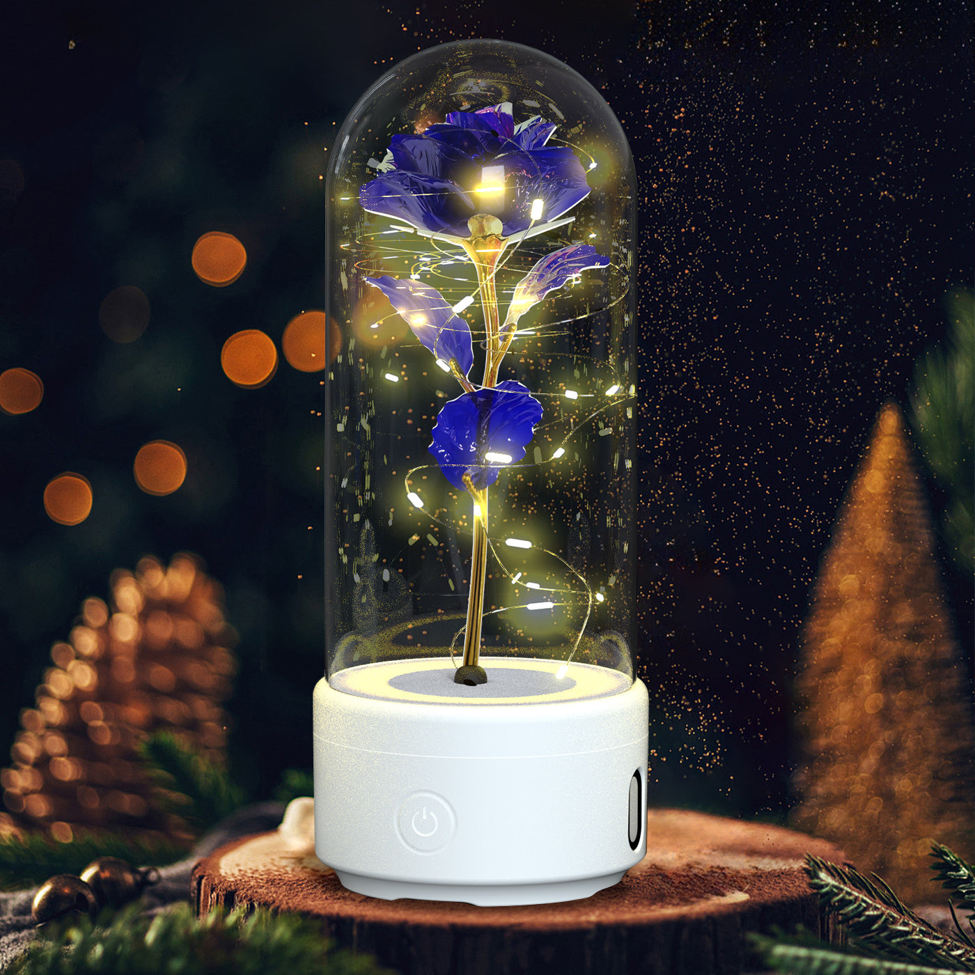 2-in-1 Rose LED Light & Bluetooth Speaker – Valentine's Gift in Glass Cover