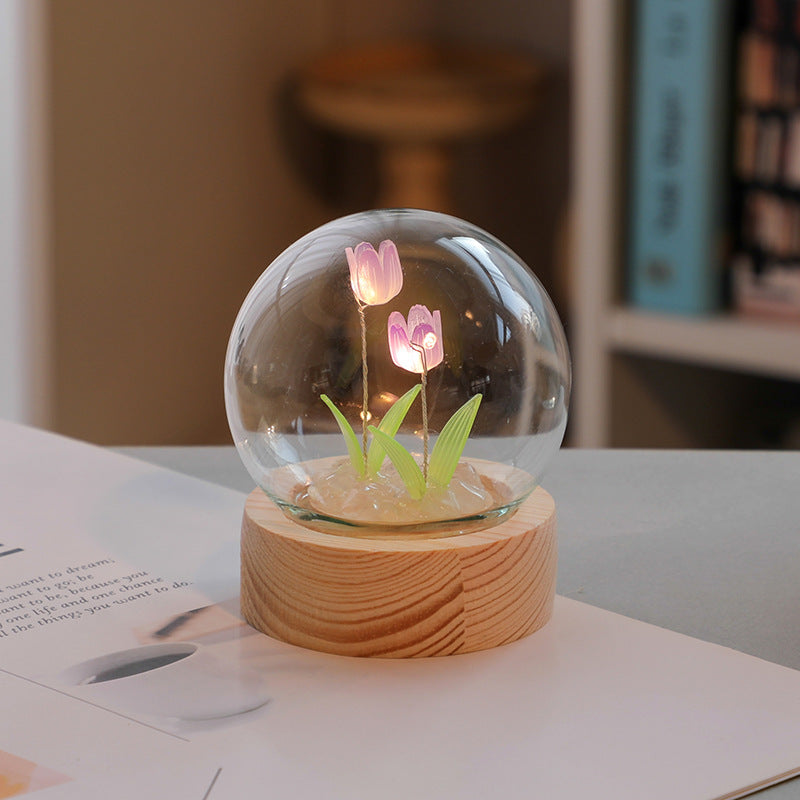 LED Tulip Night Light – Handmade Bedside Lamp & Home Decor Gift