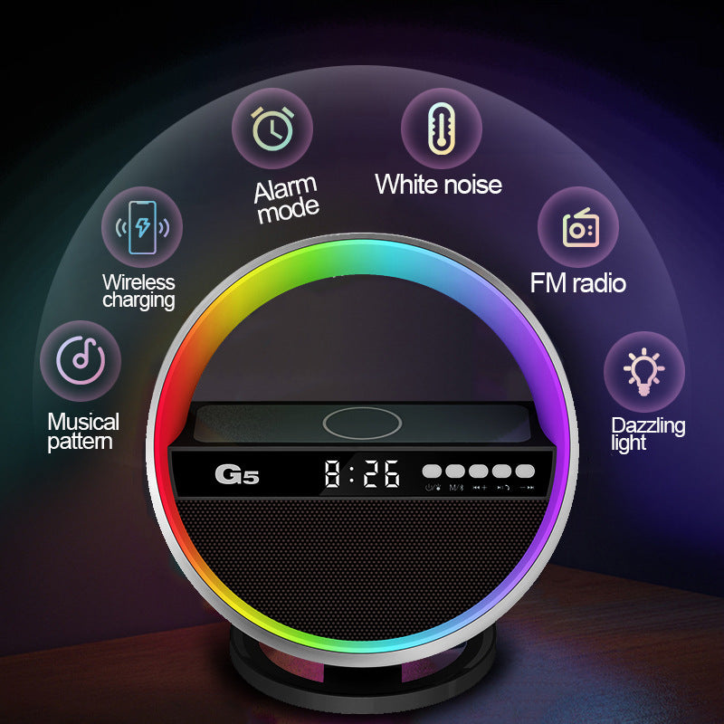 RGB Wireless Charger & Bluetooth Speaker Night Light – Multifunctional Home Decor