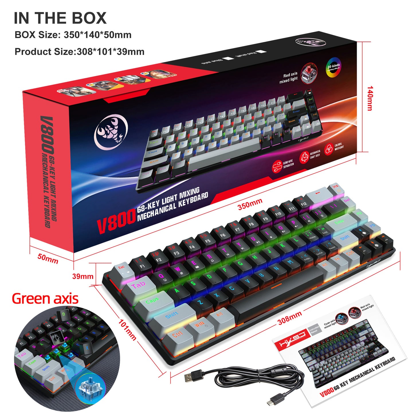 Mechanical Gaming Keyboard with Double-Shot Keycaps