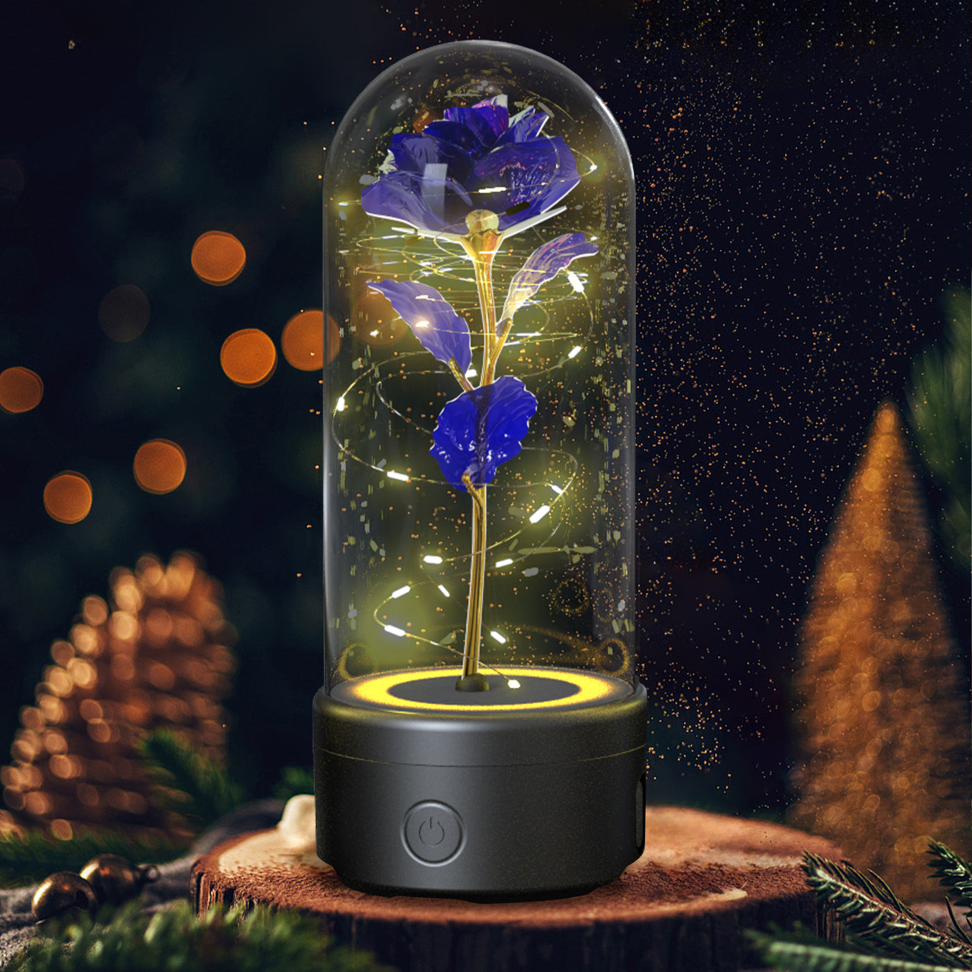 2-in-1 Rose LED Light & Bluetooth Speaker – Valentine's Gift in Glass Cover