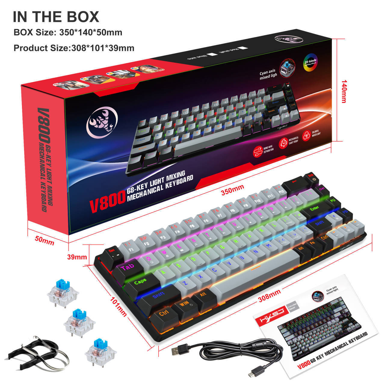 Mechanical Gaming Keyboard with Double-Shot Keycaps