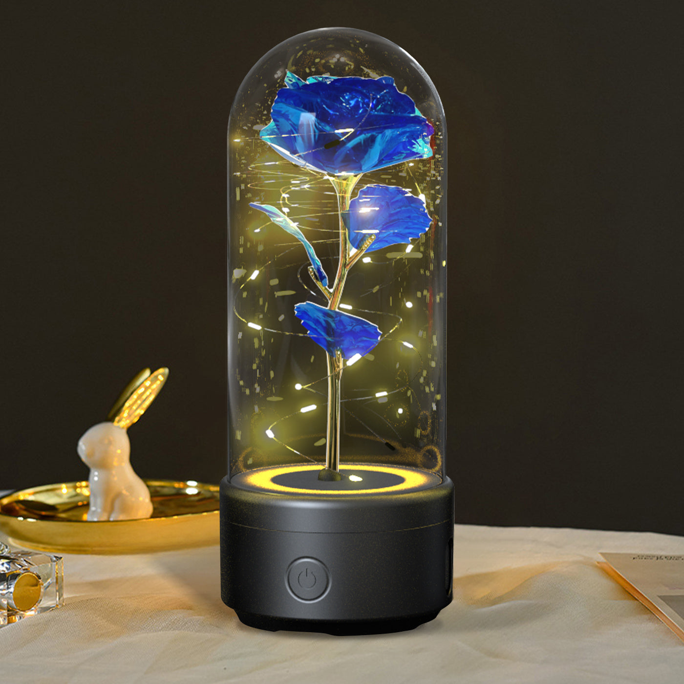 2-in-1 Rose LED Light & Bluetooth Speaker – Valentine's Gift in Glass Cover