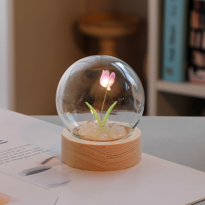 LED Tulip Night Light – Handmade Bedside Lamp & Home Decor Gift