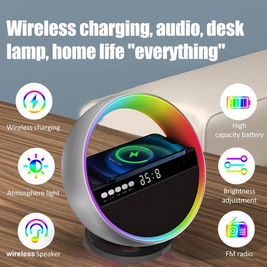 RGB Wireless Charger & Bluetooth Speaker Night Light – Multifunctional Home Decor