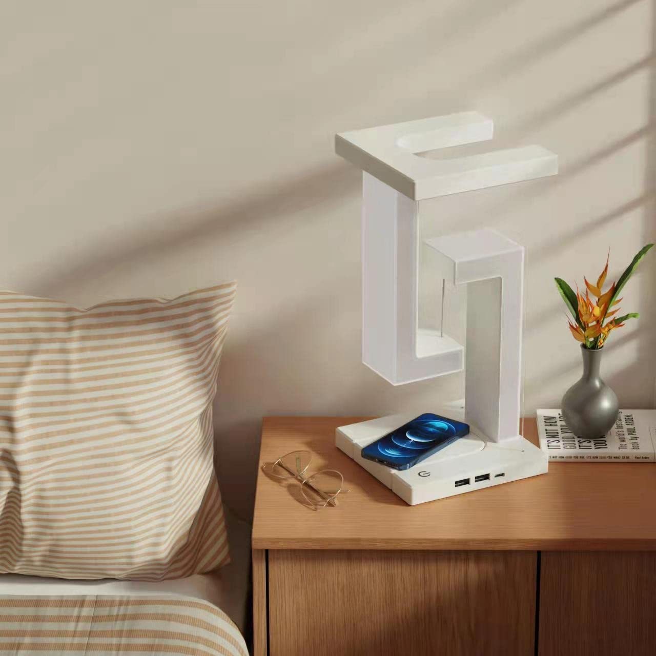 Floating Wireless Charging Table Lamp – Modern Balance Lamp for Home & Bedroom