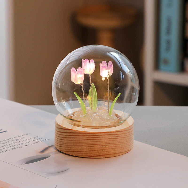 LED Tulip Night Light – Handmade Bedside Lamp & Home Decor Gift