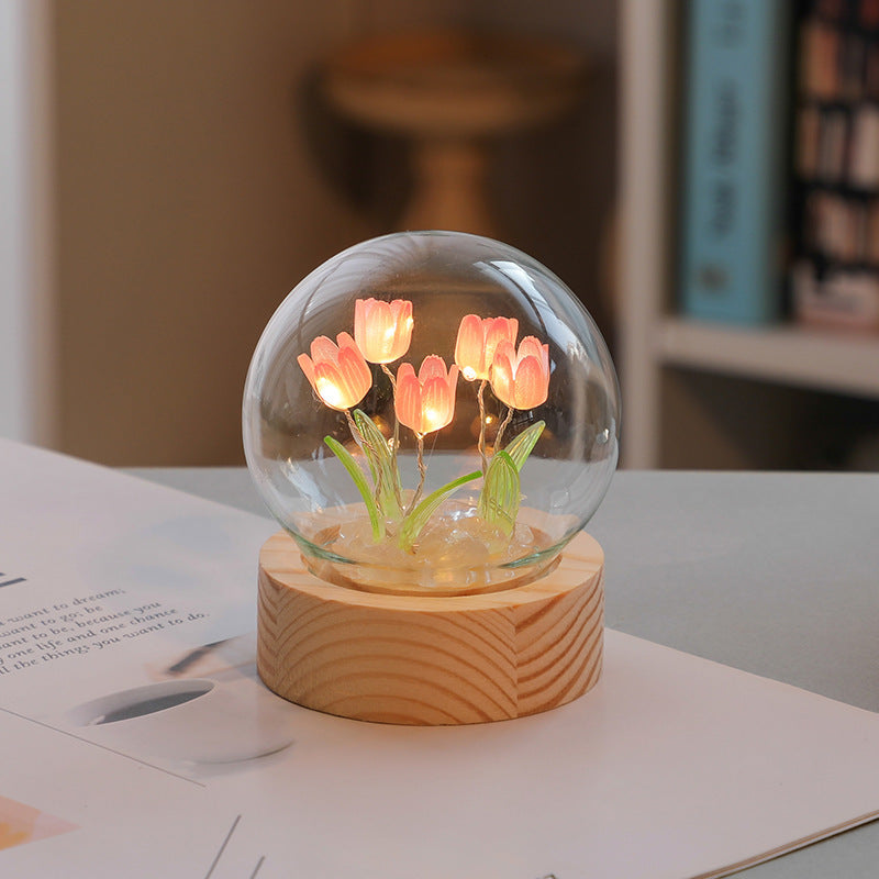 LED Tulip Night Light – Handmade Bedside Lamp & Home Decor Gift