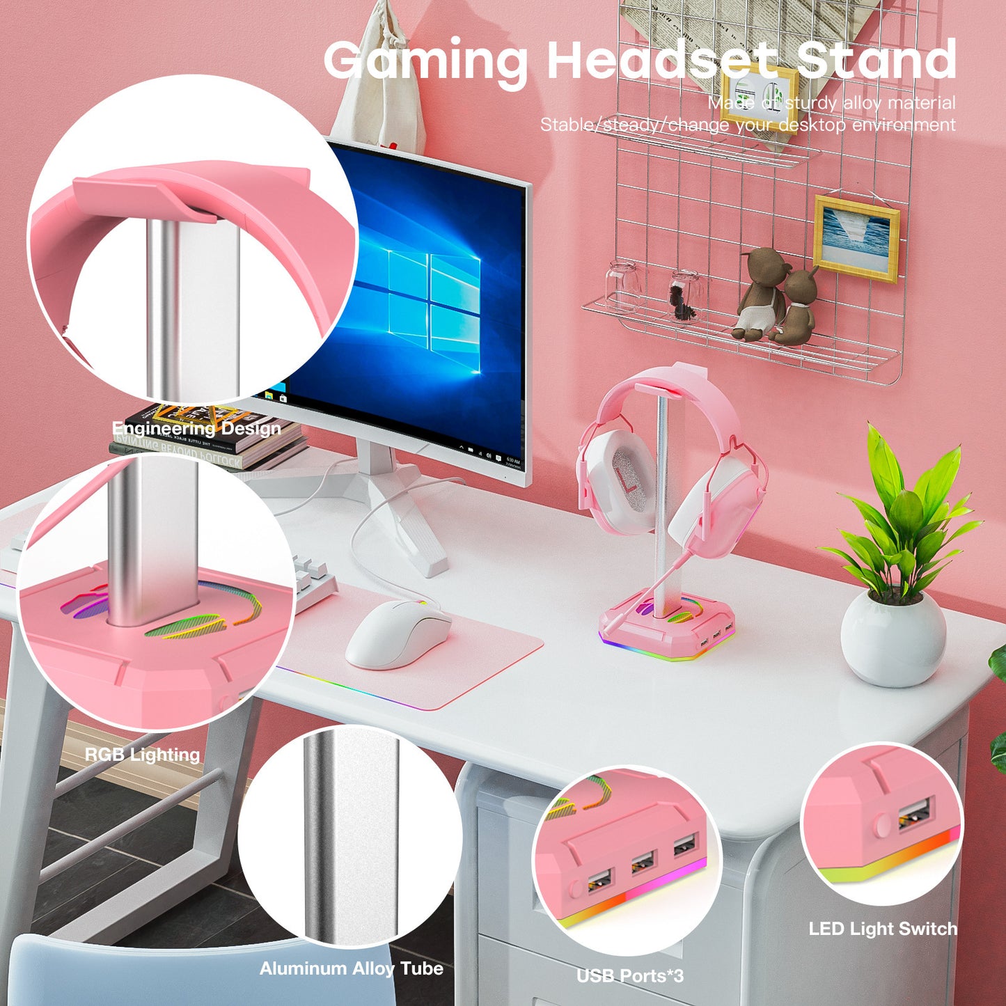 RGB Gaming Headset Stand with Dynamic Lighting