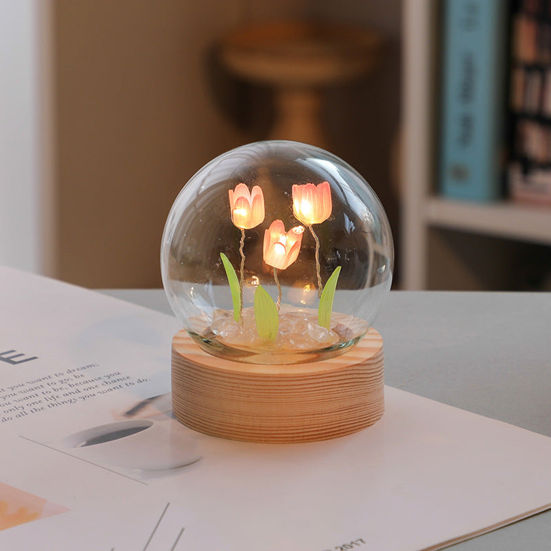 LED Tulip Night Light – Handmade Bedside Lamp & Home Decor Gift