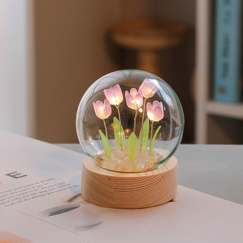 LED Tulip Night Light – Handmade Bedside Lamp & Home Decor Gift