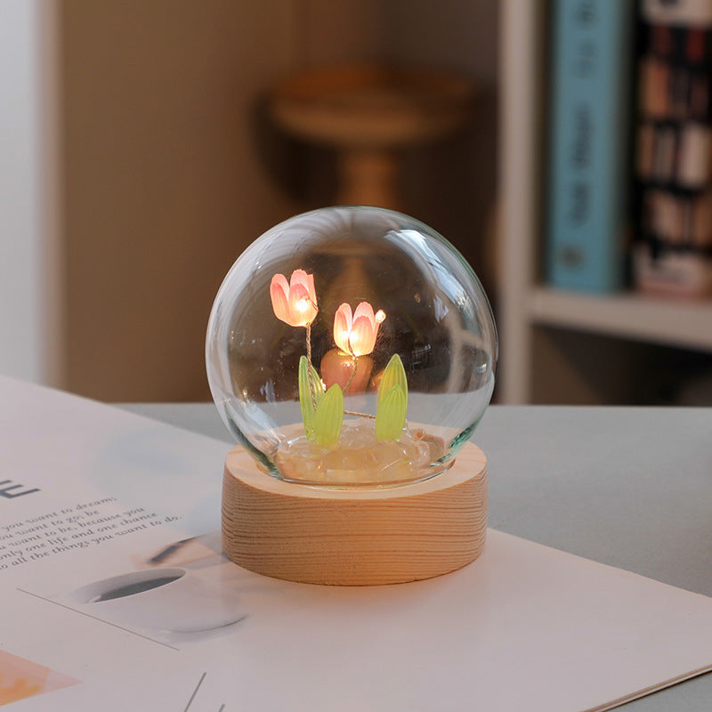 LED Tulip Night Light – Handmade Bedside Lamp & Home Decor Gift